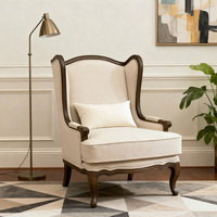 Fauteuil de loisirs élégant rembourré, pieds en bois massif, hauteur réglable, design traditionnel, assise confortable, salon, garantie 2 ans