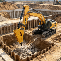 Mega Power TUOSHI Hydraulic Breaker dengan tekanan 160-180 bar & 400-600 bpm untuk Excavator 40-50 Ton Skala Industri Pertambangan Batu