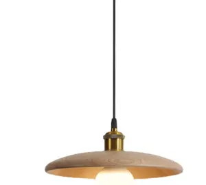 Lámpara colgante de techo para el hogar y la cocina, luz de madera sólida con enchufe de cobre, Bombilla E27, decoración Nórdica