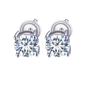 Boucles d'oreilles pour femmes en or massif 10K/14K/18K certifiées IGI avec diamant de laboratoire rond brillant de 1 carat couleur D - Product Image 1