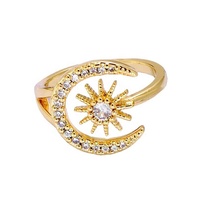 Bagues tendance tendance en or 18K Gemnel argent 925 avec décoration soleil et lune
