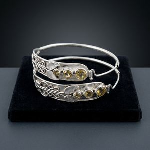925 Sterling Silver <b>Fine</b> Dangle <b>Earrings</b> Adorable Cutstone Citrine <b>Earrings</b> - Product Image 1