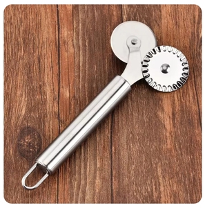 Cuchillo de acero inoxidable para Pizza de doble rollo, cortador de Pasta, Pasta, encaje redondo, rueda de Pizza, herramientas de cocina - Product Image 2