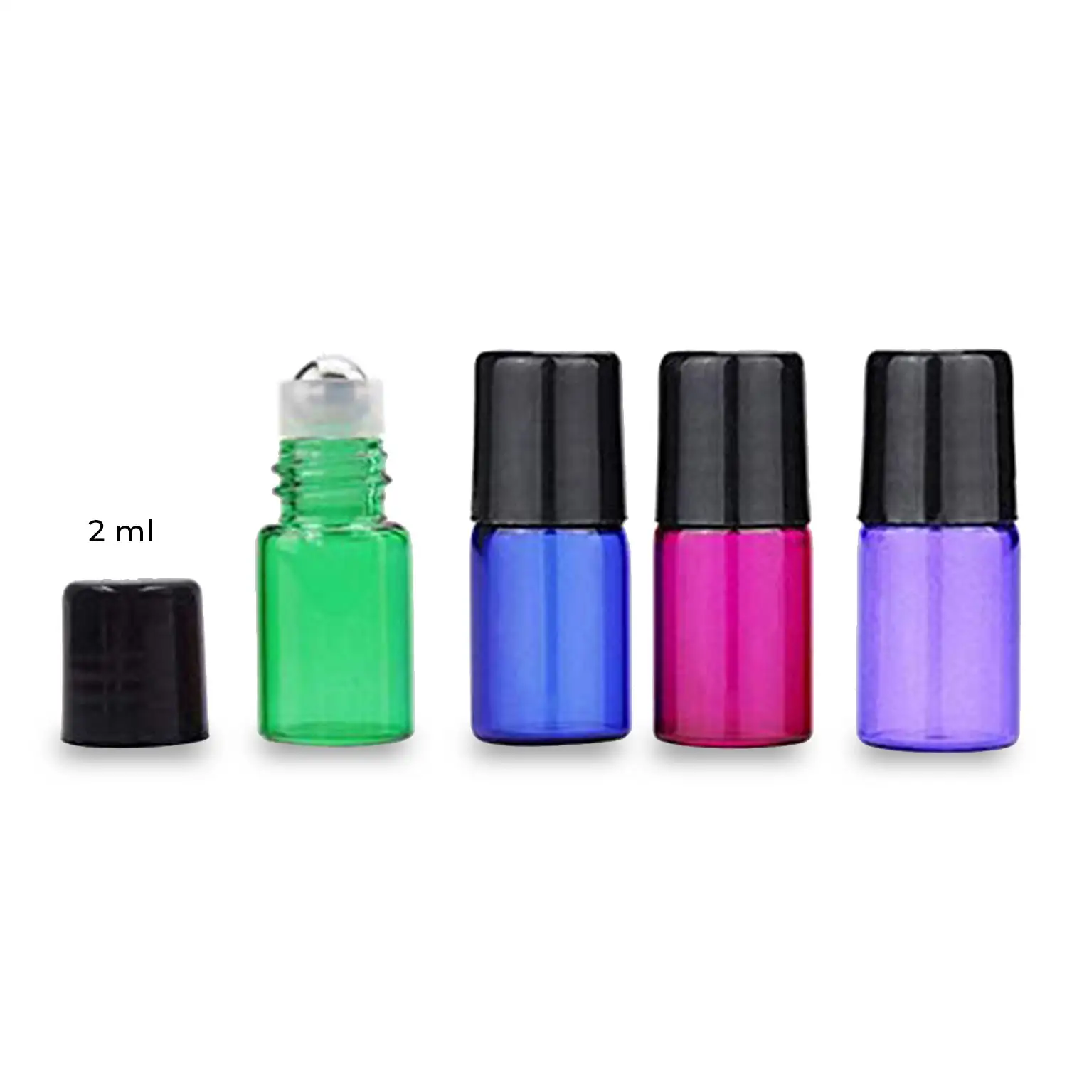 Mini Essentiële Olie Parfum Roller Fles Clear Amber Roze Paars Groen 1Ml 2Ml 3Ml 5Ml 10ml Glas Roll On Fles Met Cap
