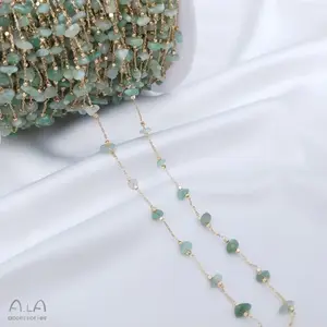 Pietra preziosa naturale catena d'oro 14k catena di perline sfaccettate catena di perline avvolta per la creazione di gioielli fai da te