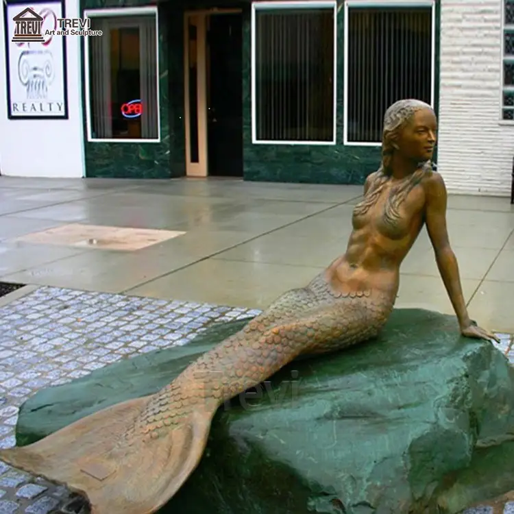 Bahçe dekorasyon Metal zanaat büyük yaşam boyutu heykelcik bronz denizkızı heykeli satılık