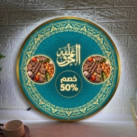 Panneau lumineux LED rond imperméable à l'eau, vente chaude, pour la publicité, boîte lumineuse en acrylique pour la présentation du menu des restaurants arabes, shawarma