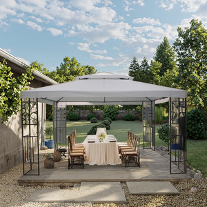 Pavillon gazebo de jardin en métal vintage avec cadre en acier et matériau de voile en PC traité sous pression, carports et auvents inspirés de la nature - Product Image 1