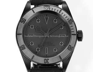 Montre de plongée professionnelle avec lunette en céramique, cadran givré, série Black Warrior, anneau extérieur rotatif - Product Image 5