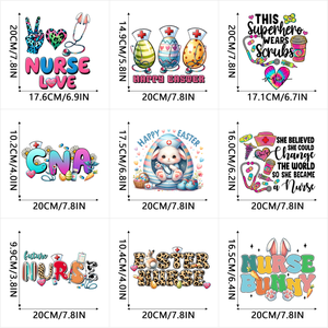 แผ่นปะรูปการ์ตูนน่ารักสำหรับเทศกาลอีสเตอร์ ทำจากโพลีเอสเตอร์ PET ซักได้ ใช้กับเสื้อยืด DIY ด้วยการรีดร้อน  วัสดุพลาสติซอล ซิลิโคน ยาง PU - Product Image 6