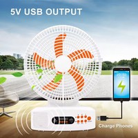 Table de gril en métal de 12 pouces LED ventilateurs électriques solaires avec 5 lames rechargeables avec technologie de panneau solaire