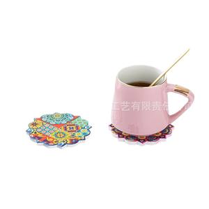 Tian Tian Hong <b>Ceramic</b> <b>Coasters</b> Round Heat Resistant Floral Design Embossed Printing Promotional Use - Product Image 4
