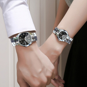 Beli Jam Tangan Quartz Pasangan untuk Pria dan Wanita dengan Tali Baja Anti Karat, Kalender, Gaya Mingguan, Jam Tangan <span class=keywords><strong>Online</strong></span> - Product Image 3