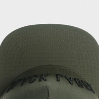 Casquette Snapback personnalisée en Ripstop avec broderie 3D inversée, vert olive, 5 panneaux, visière plate, unisexe