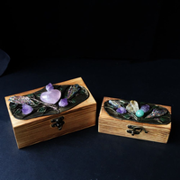 Boîte à bijoux artisanale en bois, nouveau design 2026, idéale pour collection de cristaux et ornements, cadeau parfait