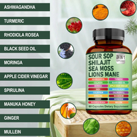 Complément Herbal 24-en-1 : Capsules de Corossol Graviola, Mousse de Mer, Curcuma, Ashwagandha – 60 Capsules pour le Soutien Immunitaire, Digestif et de l'Humeur