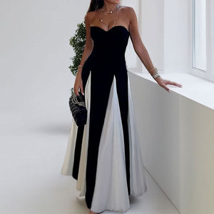 <span class=keywords><strong>Abito</strong></span> lungo da donna con spalline sottili, color block, schiena scoperta, spacco alto, antipiega, per il tempo libero, primavera - Product Image 2