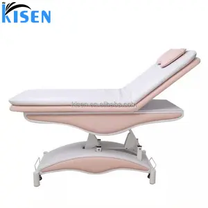 Kisen Modern Pink White Color Custom Spa Massage Table Nursing Bed Chair Electric Facial Beauty 3 Motor Salon Furniture For Sale