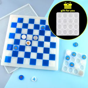 DM120 4pcs Chess Pieces Board Resin Silicon Molds DIY Crystal For Epoxy Casting Mold Crafts Making