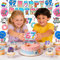 Donut 67 Themenparty-Dekorationen Nummer Sechs Sieben Banner Tortendekoration Hintergrund Ballon Kleinkind 1. Geburtstag Feier-Zubehör
