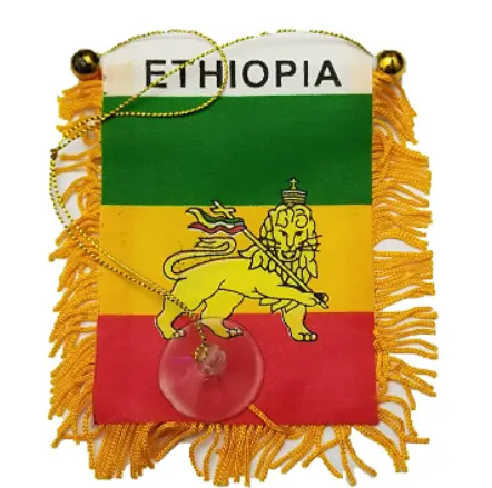 Ethipian Lion of Judah Small 4x6 Zoll Mini Flag Banner Rückspiegel Äthiopien Lion of Judah Flag Fransen Fenster hängen