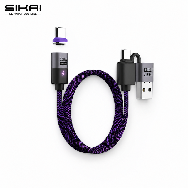 SIKAI 240W 2-in-1 Magnetic USB C Cable PD3.1 USB C & USB a Dual Input Fast Charging Cord E-Marker Chip Power Bank Phone Laptop