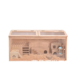 Jaula rectangular de madera maciza para hámster con casa, nido de hierba, botella de agua, juego completo para hámster - Product Image 3