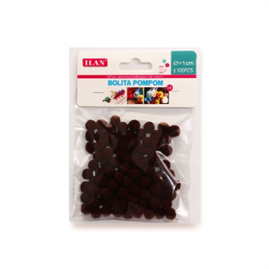 ILAN Pompon 1,0 cm couleur café, fournitures artisanales, 100 pièces - Product Image 1