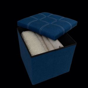 High-Quality Stool Living Room Furniture <b>Storage</b> Box, Fabric Stainless Steel Bamboo - Product Image 2