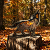 Décoration artisanale en bois sculptée, motif totem de loup, style minimaliste irrégulier et créatif, pour paysage, idéale pour le dropshipping