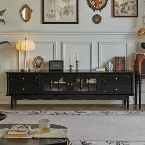 Meuble TV rétro français en bois massif My Nest, 2 m de long, avec tiroirs de rangement, meubles de salon, style américain - Product Image 2