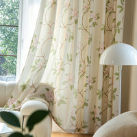 Tela de Cortina Estampada 100% Poliéster, Estilo Nórdico, Diseño Floral de Magnolia Rosa, Venta al Por Mayor