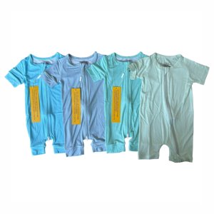 Combinaison bébé en bambou en gros, manches courtes, fermeture éclair bidirectionnelle, écologique, unisexe, nouveau-né à 1 an, vêtements pour enfants - Product Image 5