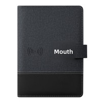 Carnet de notes professionnel en cuir avec verrouillage par empreinte digitale et mot de passe, bloc-notes à feuilles mobiles, batterie externe, ensemble cadeau avec logo lumineux et chargement sans fil