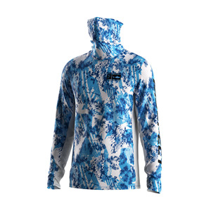 Chemise de kayak de pêche ventilée pour homme avec protection UV, couvre-visage souple, côtés en maille, coutures renforcées légères pour pêcheur et motard - Product Image 1