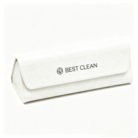 Étui à lunettes de luxe en cuir PU Bestclean avec logo personnalisé, boîte cadeau, chiffon microfibre, spray pour verres, solution d'emballage OEM/ODM