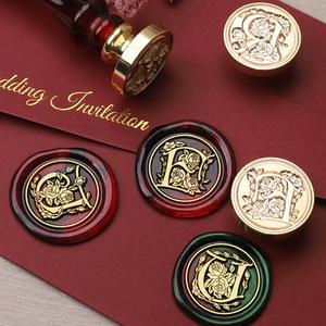 Cabezas de sello de cera con diseño de letras del alfabeto de rosas, 26 letras, diseño de cobre para decoración - Product Image 4