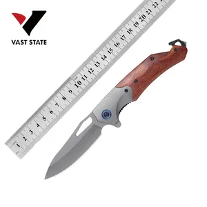 सबसे ज्यादा बिकने वाली 3Cr13 स्टेनलेस स्टील और लकड़ी हैंडल फोल्डिंग चाकू शिकार बैकपैक उत्तरजीविता जेब चाकू