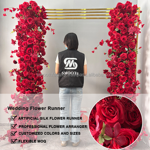 LEDA Handmade Romantic Long <b>Red</b> Rose Peony Flower <b>Runner</b> Soft Wedding Decoration for Birthday Parties and Valentine's Day - Product Image 4