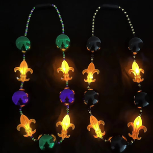 Collier de perles irisées lumineuses à 4 LED clignotantes pour femmes, idéal pour le Mardi Gras et les fêtes de Thanksgiving - ISHINE - Product Image 2