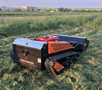 Tondeuse à gazon robuste sans fil télécommandée sur chenilles en caoutchouc avec lame oscillante de 1000 mm pour l'entretien des espaces végétaliers