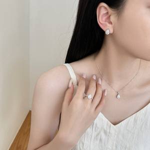 Dylam梨形订婚戒指泪珠925银镀铑5A氧化锆结婚戒指女性承诺戒指 - Product Image 3