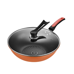 <span class=keywords><strong>Wok</strong></span> de cuisine en <span class=keywords><strong>acier</strong></span> au carbone 30/32 cm pas cher avec revêtement diamant antiadhésif pour cuisson chinoise et <span class=keywords><strong>induction</strong></span>, avec couvercle en verre - Product Image 2