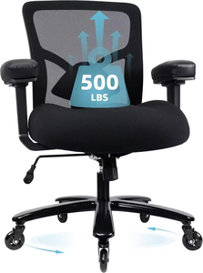 Silla de Oficina Resistente para Personas Altas y de Gran Tamaño, 500 LBS, Reposabrazos 4D, Respaldo Ajustable, Asiento con Espuma Viscoelástica y Resorte - Product Image 1