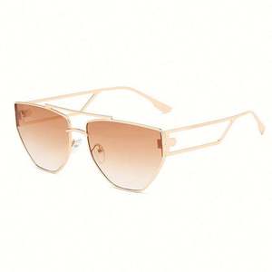 Nouveauté 2021, lunettes de soleil de luxe uniques avec des teintes dégradées, UV400, lunettes de soleil carrées irrégulières et creuses pour femmes - Product Image 5