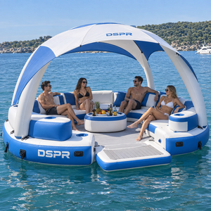 Piattaforma Galleggiante Gonfiabile Personalizzata con Bar Acquatico, Terrazza Relax e Tettoia Ombreggiante per Hotel Costieri, <span class=keywords><strong>Spiagge</strong></span> e Parchi Acquatici - Product Image 1