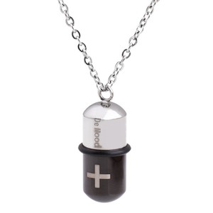 Collar con Colgante de Cápsula de Píldora Cruzada de Acero Inoxidable Tricolor, Joyería de Regalo para Uso Diario para Hombre - Product Image 5