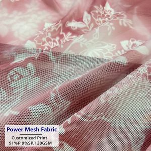 Elastic 4 Way Stretch <strong>Mesh</strong> Polyester Knit Custom Digital Print Floral 120gsm Power Net <strong>Mesh</strong> Fabric for Swimwear Dress - Product Image 1