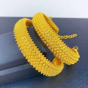 Brazaletes de Lujo Color Oro Dubai, Cadena Abierta para Mujer, Chapado en Oro de 24K, Pulseras Africanas con Dijes, Joyería de Mano para Boda - Product Image 5