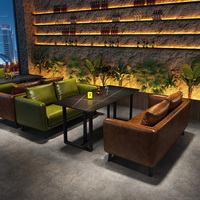 Personnalisé Discothèque Canapé Ensemble PU Cuir Booth Bar Café Boutique Fauteuil Salon Bistro Cocktail Pub Ardoise Mobilier de table